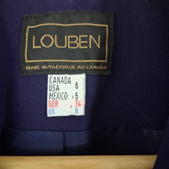 Vintage LOUBEN 100% Wool Blazer 90s Era Slit Pockets Office Timeless Canada - Picture 4 of 13
